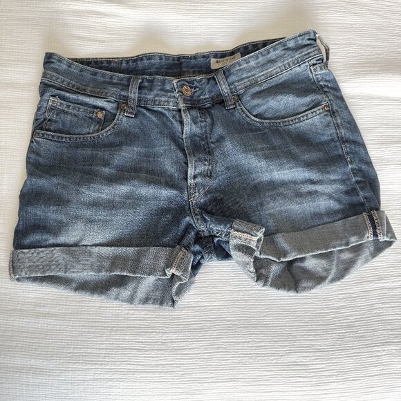 H&M Blue Boyfriend Jean Denim Shorts Button Fly | Size 8 - Picture 1 of 9